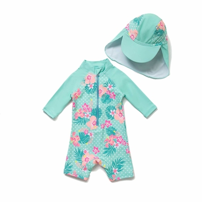 Das genähte Doppelte säumt Baby Lycra-Badeanzug-Blume Tankini mit Hut fournisseur